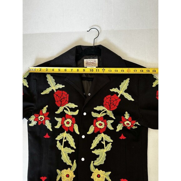 Rockmount Ranch Wear Western Bolero Jacket Black Floral Embroidered Roses XS - Picture 9 of 13